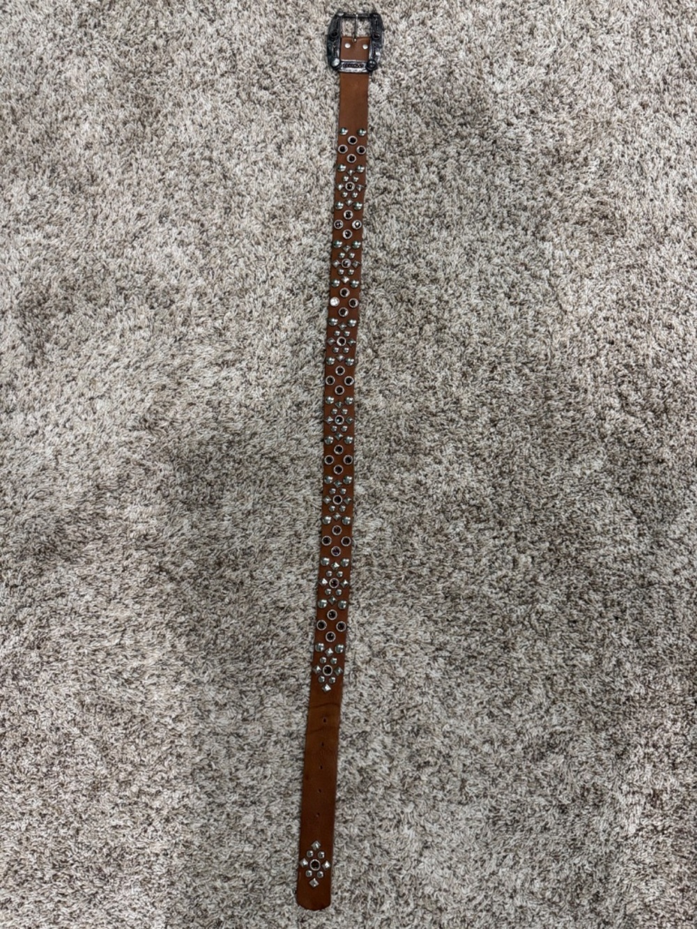 Vintage Leatherock Studded/Embellished Brown Leather Belt size Large - Picture 2 of 5